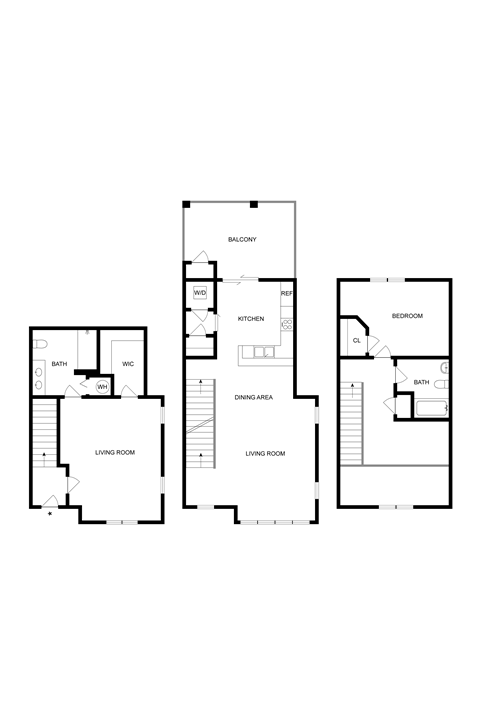 Floor plan for 2 beds, 2 baths, 1133 sqft